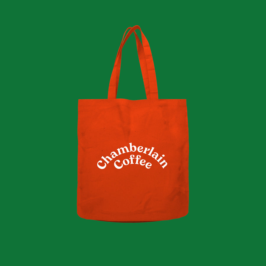 chamberlain coffee orange tote bag